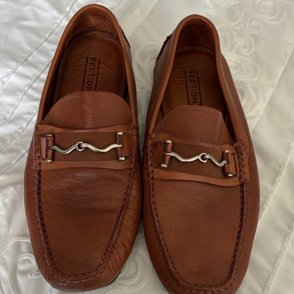 Brown Leather Slip-On Loafers